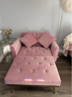 Pink Velvet Chaise/ Sleeper Chair