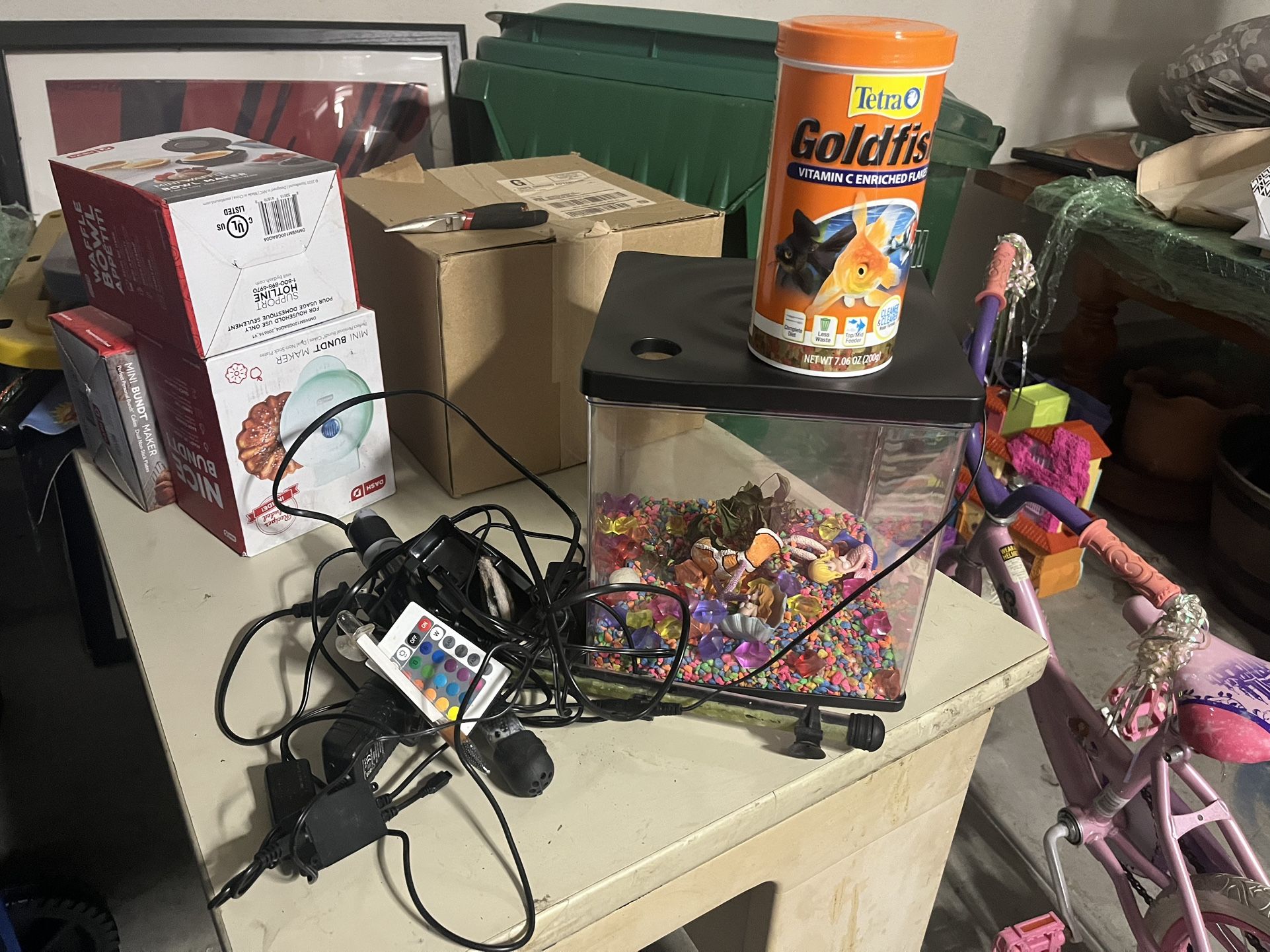 3 Gallon Fish Tank, Accessories, And Fish Food