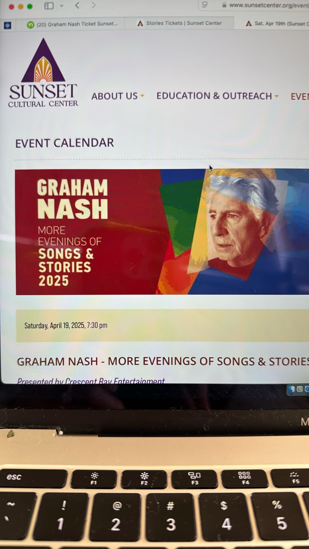 Graham Nash ticket Sunset Center