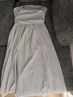 New Women’s Black & White Striped Strapless Maxi Dress