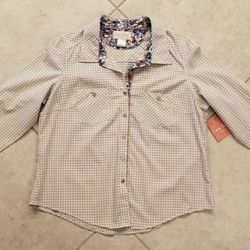 Women's Coral Bay Petite Shirt Size PL Beige