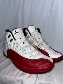Air Jordan 12 “Cherry” White/Black/Varsity (CT8013-116) Size 11.5 Pre Owned No Box Or Laces