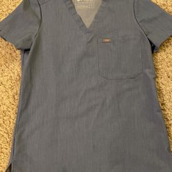 Figs Heather Blue Scrub Top