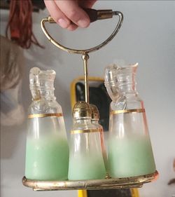 Vintage Cruets & Salt & Pepper Set Metal Stand