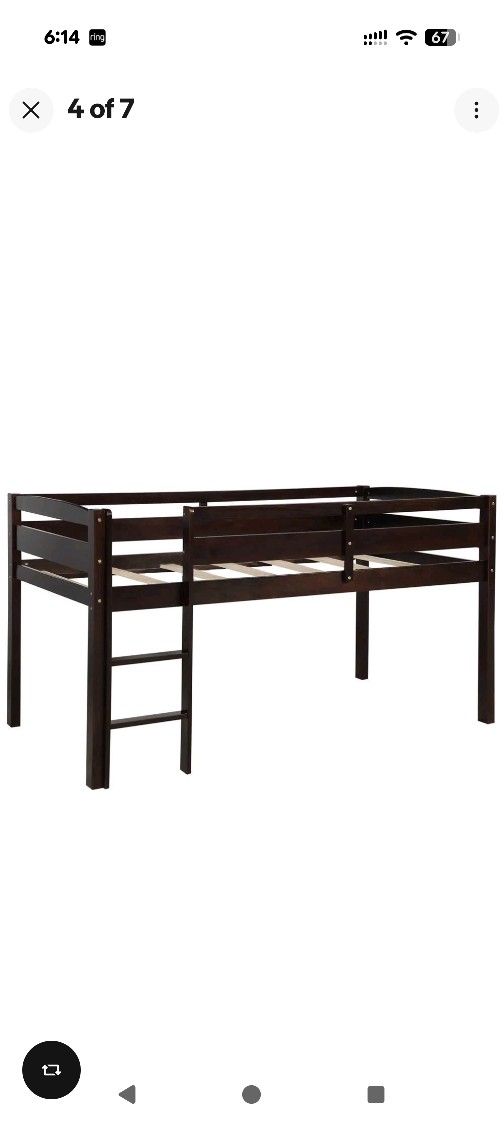 Low Loft Wood Twin Size Bed