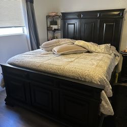 Black Wood Tall Bed Frame