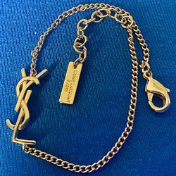 Authentic Yves Saint Laurent Gold Designer Initial Bracelet