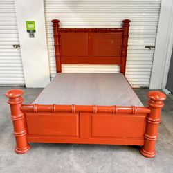 Queen Red Orange Bamboo Style Bed Frame