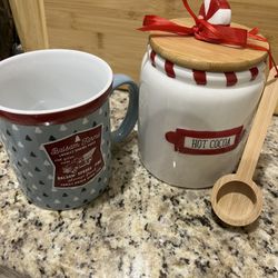 Christmas Ceramic Mug and Hot Cocoa Container Set
