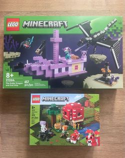 2 Mindcraft Lego Sets - Ender Dragon & Mushroom House