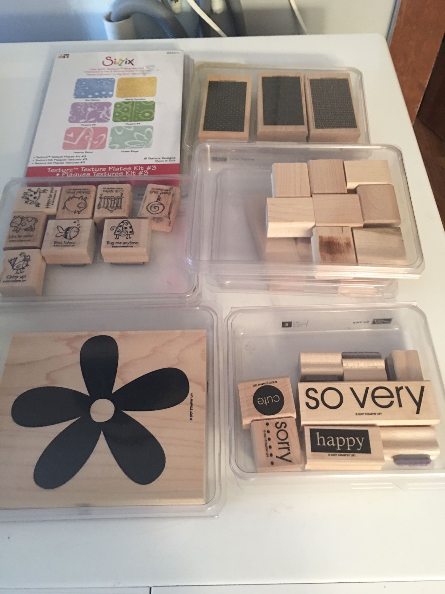 Wooden rubber stamps and clear stamps
