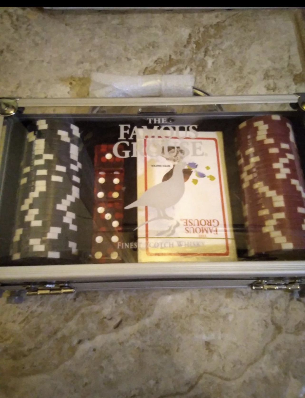 Poker Game Set With Chips , Playing Cards , & Carrying Case