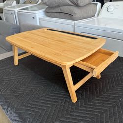 LIKE NEW BIRDROCK HOME Bamboo Wood Lap Tray with Foldout Legs, Storage Drawer