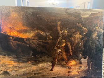 Canvas-  Viking  burial.