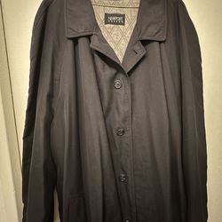NEWPORT HARBOR MENS BLACK TRENCH COAT with REMOVABLE WOOL ZIPPER LINING  SIZE XXL/2XL vintage