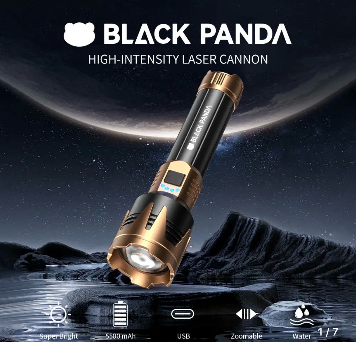 BLACK PANDA High-Intensity Laser Cannon Flashlight