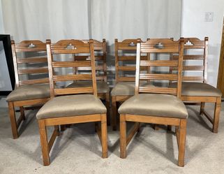 Solid Wood Hacienda Style Dining Set With Extensions & 6 Chairs