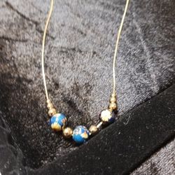 Vintage Hand Painted Floral Beads ( 1 20 14K) &GF 22" Gold Filled Chain 