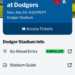 Dodger Tickets 3/23