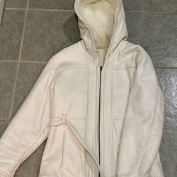 White Leather Jacket/Coat Size M/L