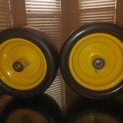 Set of 2 - 13x6.50-6 Flat Free Lawn Mower Tire and Wheel, Zero Turn Mower Front Tires 