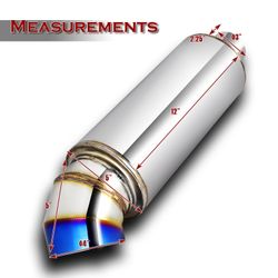 Universal 4" Cutter Knife Style Burnt Blue Tip Stainless Steel Resonator Canister 3" Inlet Muffler -(1-MU-30503BL