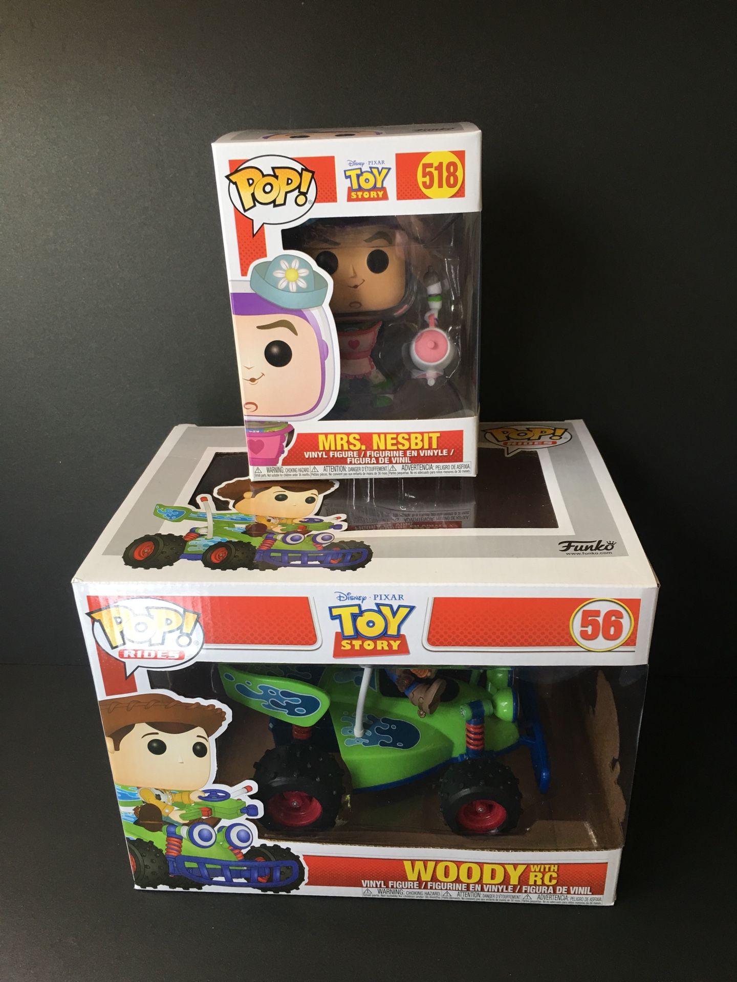 Funko Pop Toy Story Woody w/ RC and Mrs Nesbit