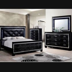 Brand New Super Elegant Queen Size LED Bedroom Set