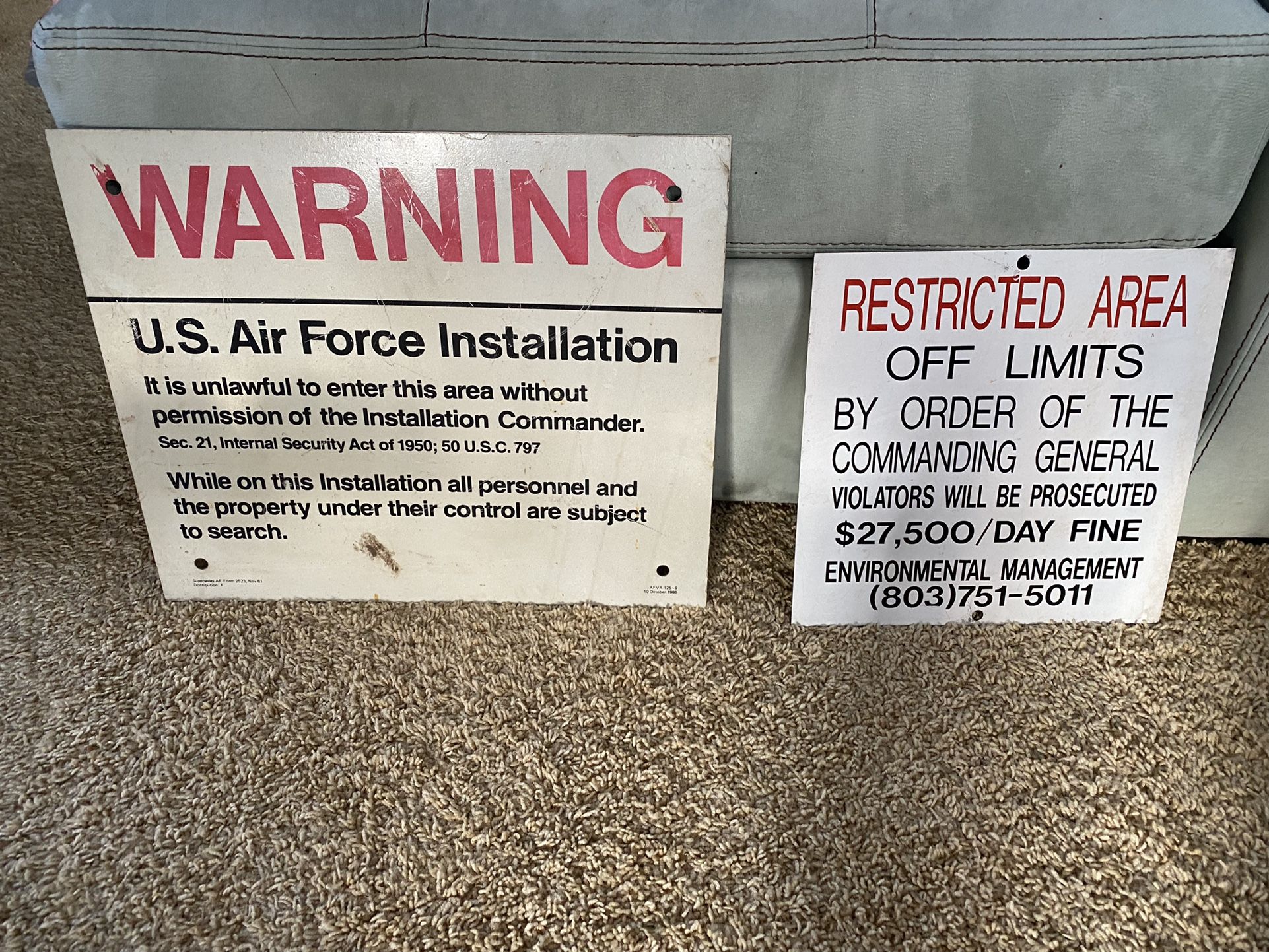 Two Vintage 1980’s Metal Air Force / Military Signs