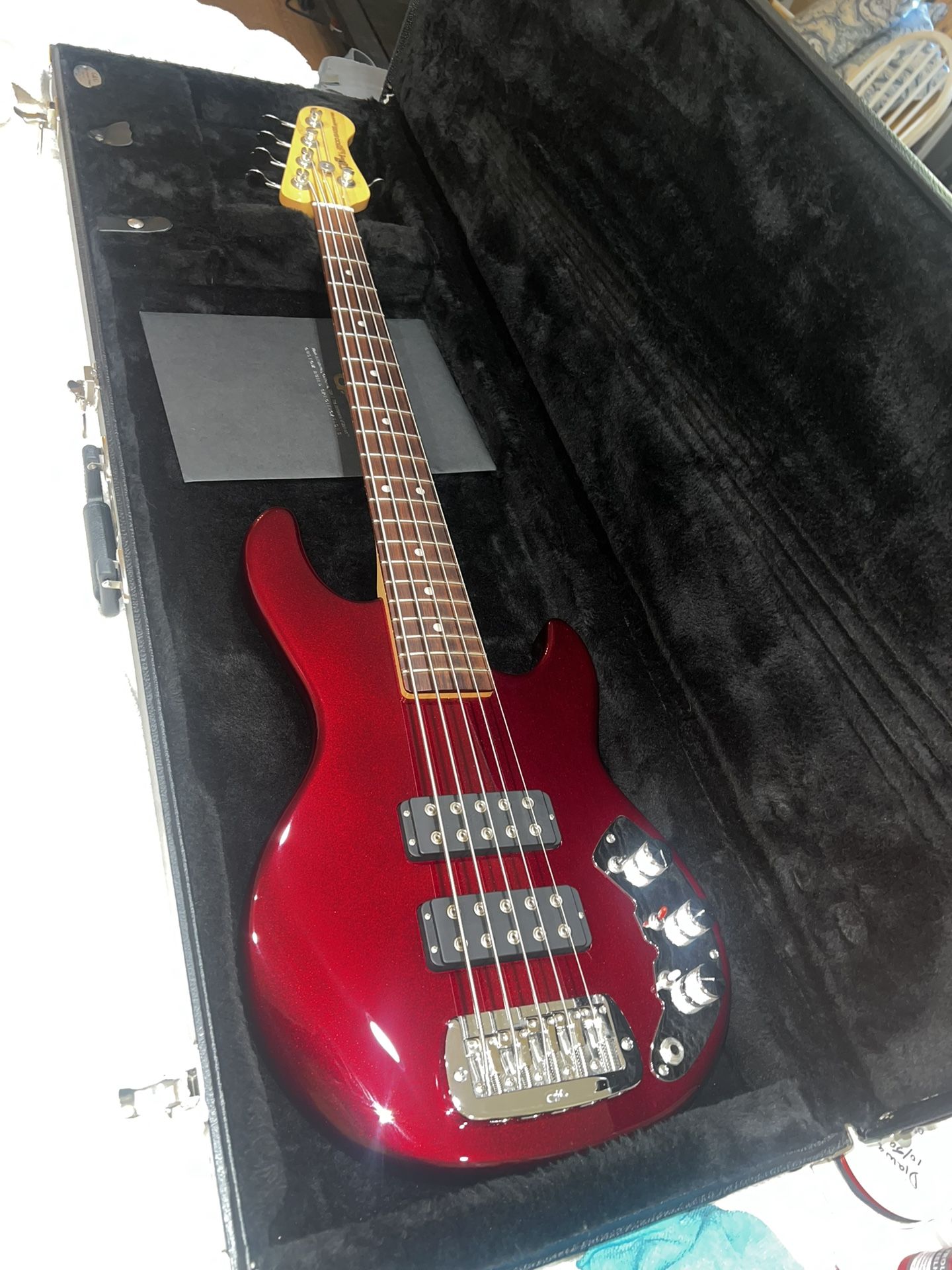 Rare Ruby Red Metallic G&L CLF Research L-2500 Series 750 5-String Electric Bass Guitar with Case And All Original Paperwork