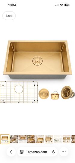 Kitchen Sink, 25''×15''×7'' 16 Gauge T304 Stainless Steel Drop-in/Undermount Gold