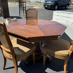 Antique Dinner Table With Three Chairs