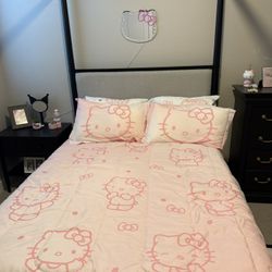 Full Bed And Side Table With Mattress 