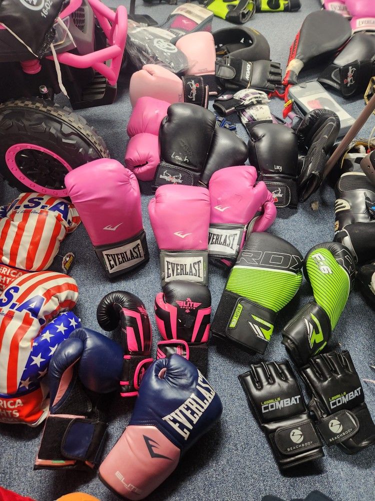 Boxing gloves, bags, striking pads