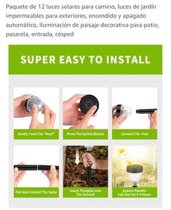 MEIKEE Luces Solares LED Exterior Jardín 2 Piezas - 3000K Blanco Cálido, IP65 Impermeable, 3 Modos (Fijo/Flash/Respiración) Y 120° Ajustable Para Caminos Y Césped