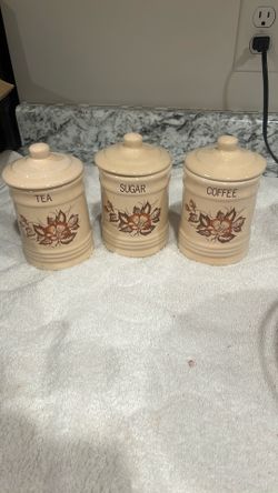 Vintage Ceramic Canisters (3) Tea,Sugar,Coffee