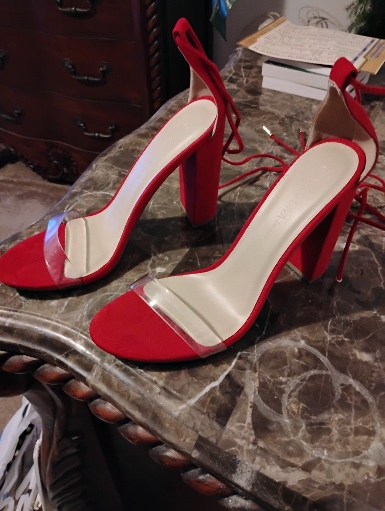 Red Tie Up Heels