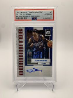 Allen Iverson 2017 Panini Donruss Dominator Signatures Autograph /49 PSA 10 GEM MINT