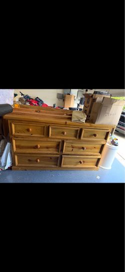 Free wooden dresser with matching twin bed