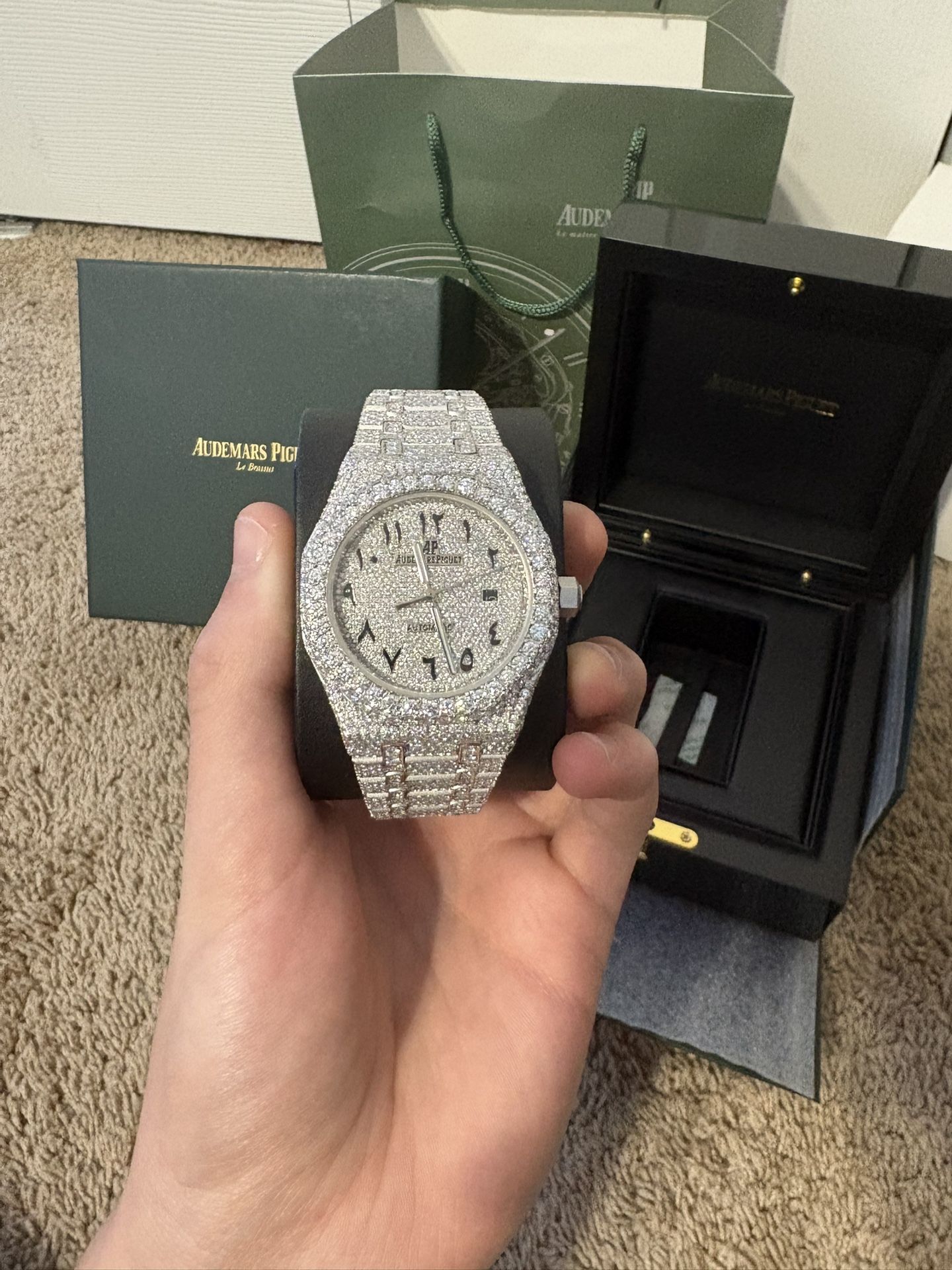 Audemar piguet Royal Oak moissanite Bussdown watch fits all sizes