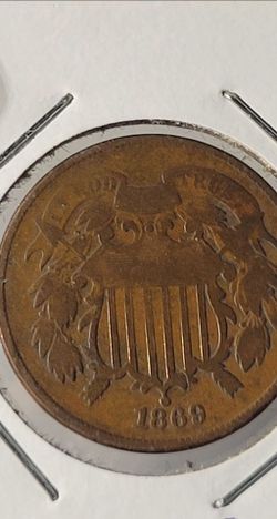 1869 US Two-Cent Piece Coin