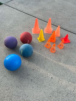 Kickballs & Dodgeballs & Cones - 4 balls 9 cones all for 25.00 dollars