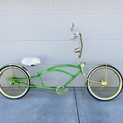 Lowrider Bike CHROME 26" LIMO STRETCH BEACH CRUISER BIKE W/144 Gold Twisted SPOKES COASTER BRAKE!