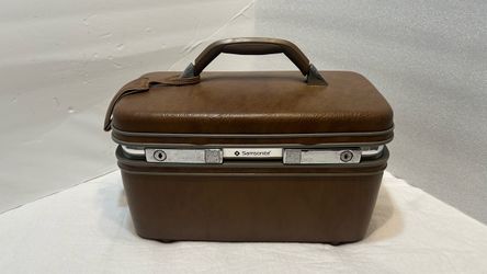 Vintage Samsonite Silhouette Train Case Tan Or Brown Hard Shell Luggage
