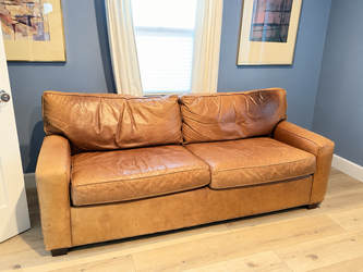 Mitchell Gold + Bob Williams Cognac Leather Sofa