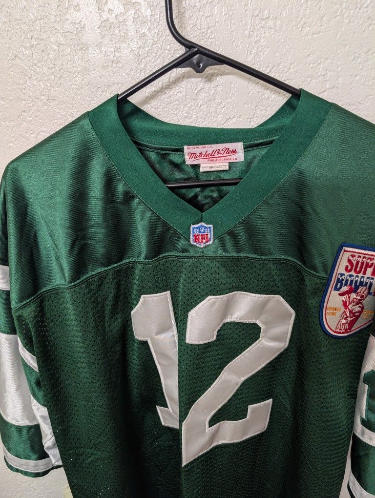 Joe Namath Used Throwback Jets Jersey With Superbowl 3 Patch. From 2012