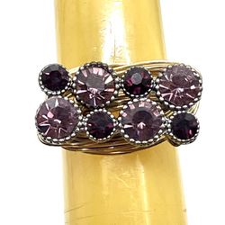 Wire Wrapped Rhinestone Ring Sz5
