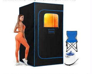 4868: New Portable Sauna Box, Steam Sauna Tent for Home with Steamer, Remote Control, Folding Chair, 9 Levels, 2.6’ x 2.6’ x 5.9’