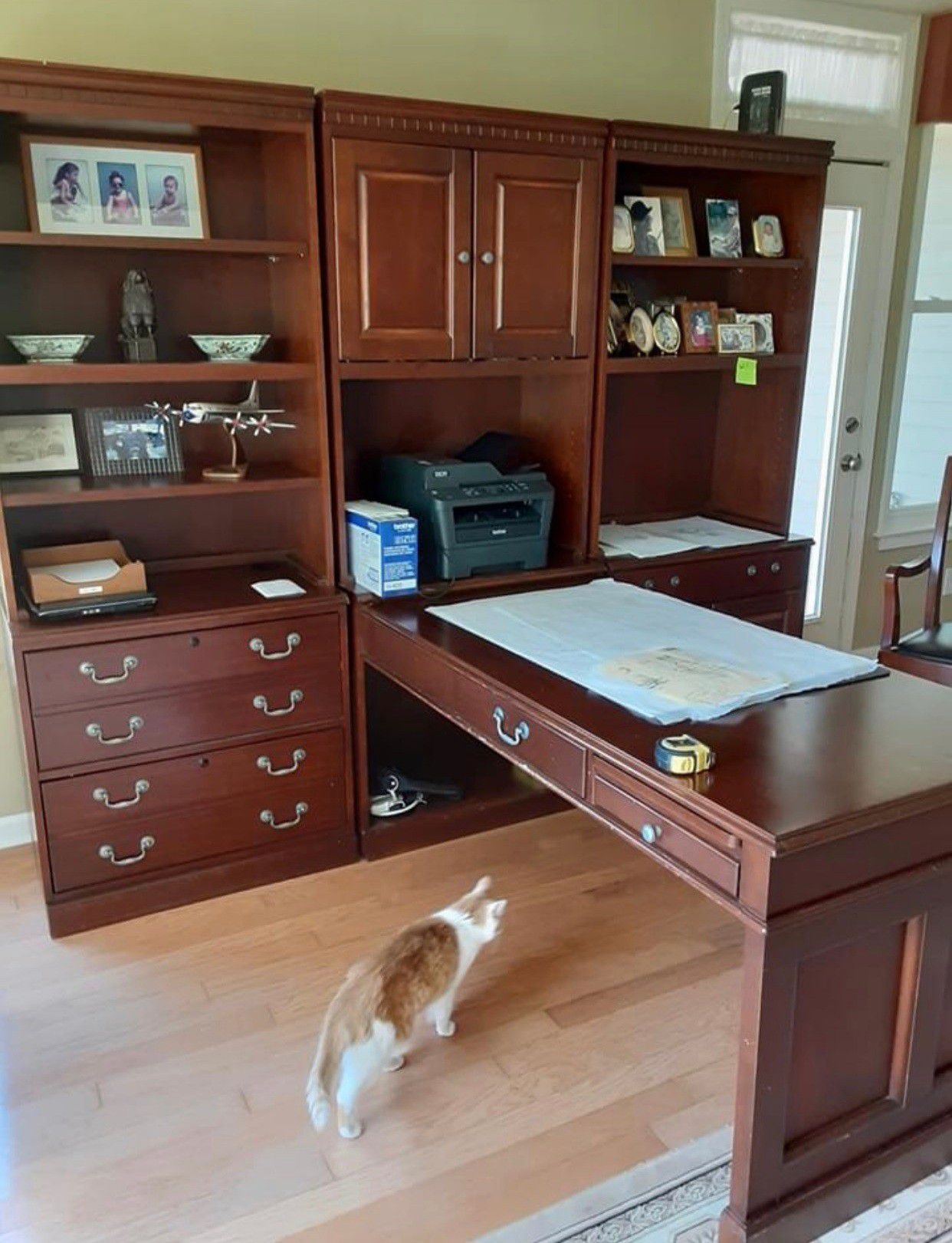 Modular Home Office Wood Executive Desk Furniture Cherry Finish