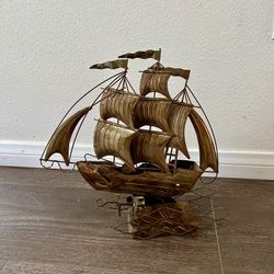 Vintage Brass Sailing Ship Sculpture